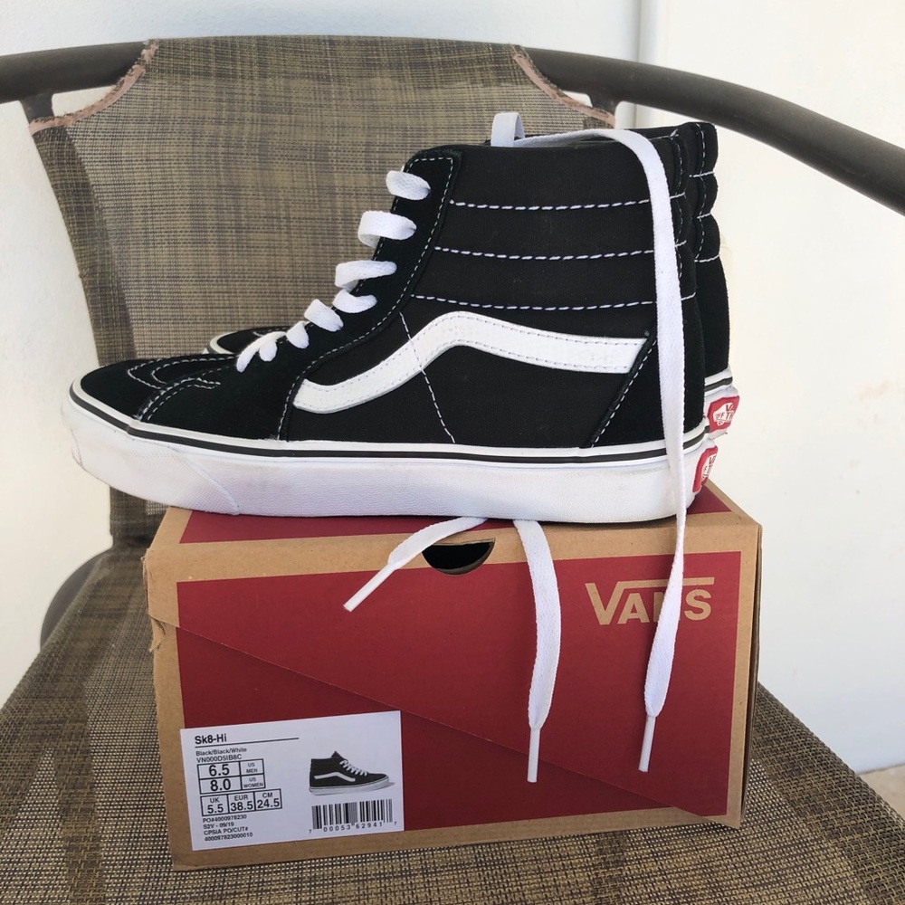 Vans Skateboard shoes black white Sk8-Hi size 8 US